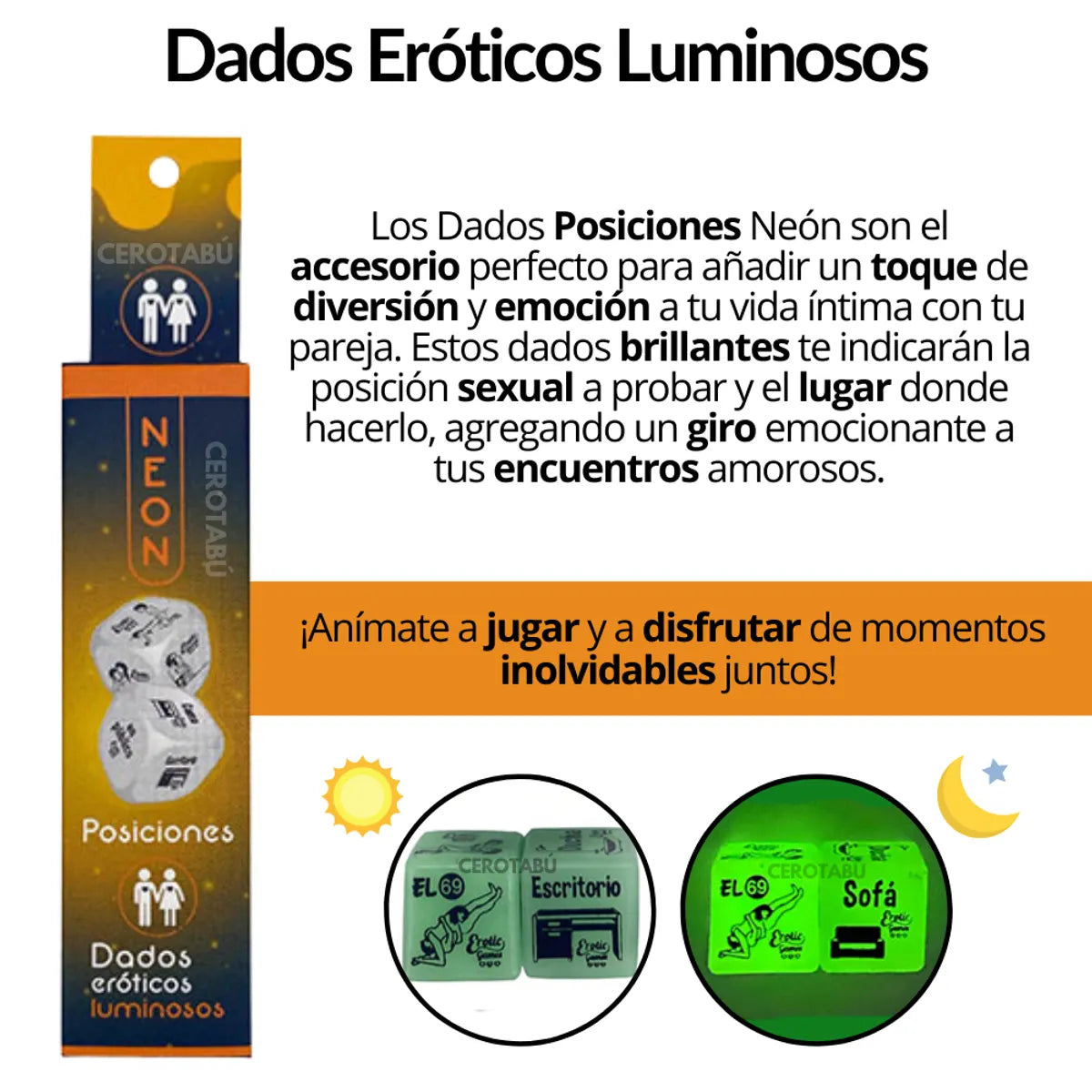 Dados Posiciones Juego Parejas Adultos Hetero Neon